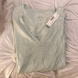 J.Crew Shimmer Cotton Tee in Mint (NWT)